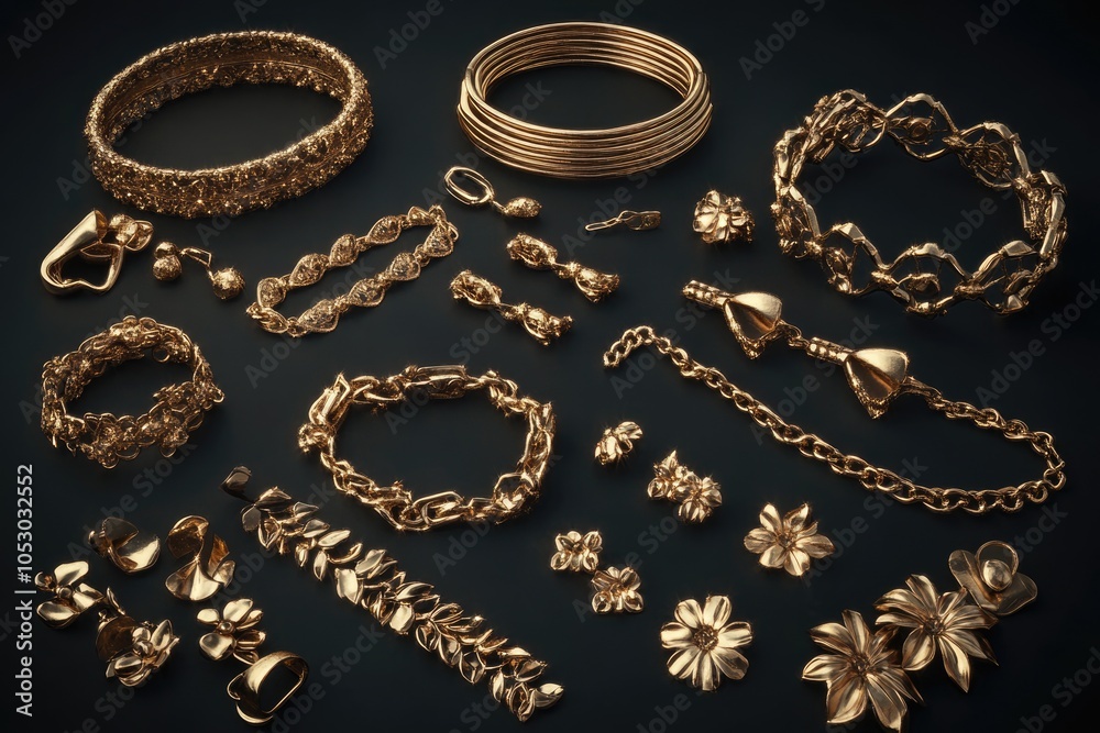 metal A collection of old gold jewelery for precious metal recycling metal A collection of old gold jewelery for precious metal recycling