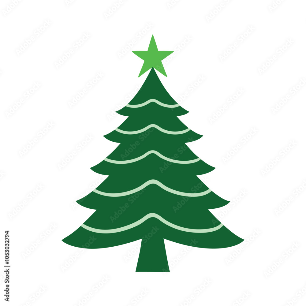 Fototapeta premium Isolated Christmas Tree Vector on White Festive Evergreen Illustration for Holiday Decor, Nature, and Winter Celebration