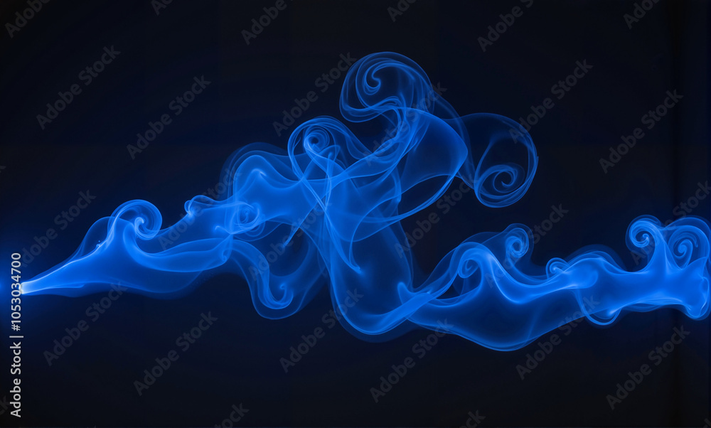 Obraz premium Blue swirling electric smoke on black background