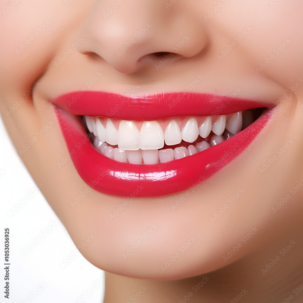 Radiant Smile with Dazzling White Teeth on a White Background Radiant Smile with Dazzling White Teeth on a White Background