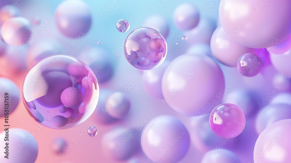 Abstract colorful background with floating, iridescent spheres. Abstract colorful background with floating, iridescent spheres.