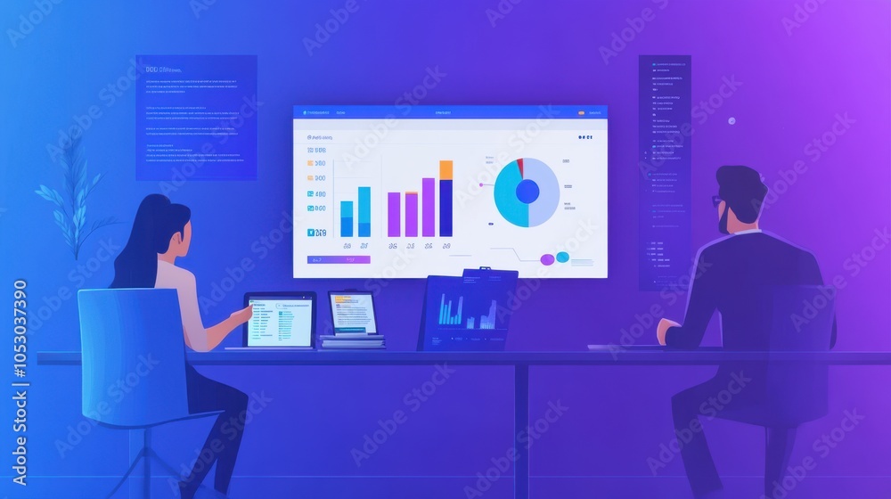 A business intelligence meeting with a focus on real-time data analysis, using A business intelligence meeting with a focus on real-time data analysis, using