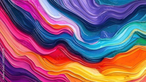 Layered rainbow in 3D with vibrant, bold colors