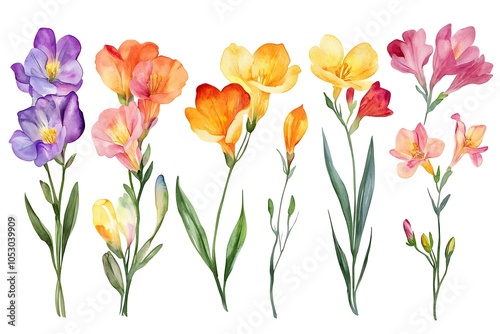 Wallpaper Mural Watercolor Painting of Colorful Flowers Torontodigital.ca