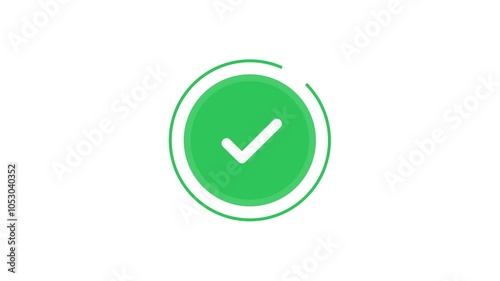 Green Tick Mark Animation Motion Graphics. Check mark symbol animation