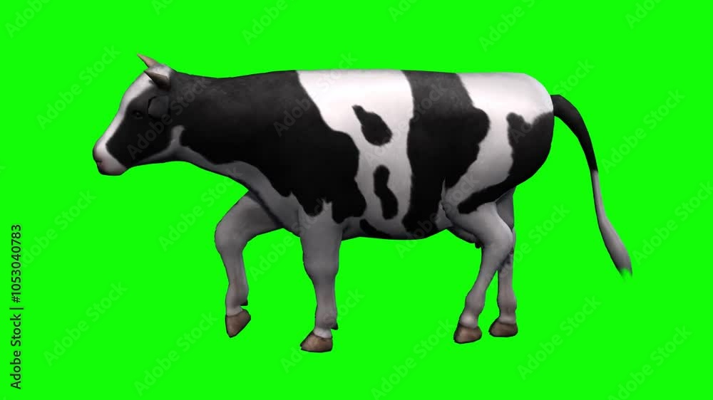 Side View Of Cow Walking On Green Screen 1 Side View Of Cow Walking On Green Screen 1