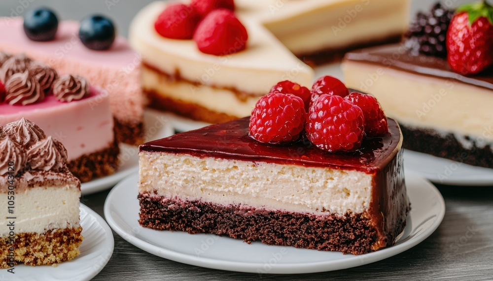 An assortment of delicious cakes with berries, perfect for dessert enthusiasts. An assortment of delicious cakes with berries, perfect for dessert enthusiasts.