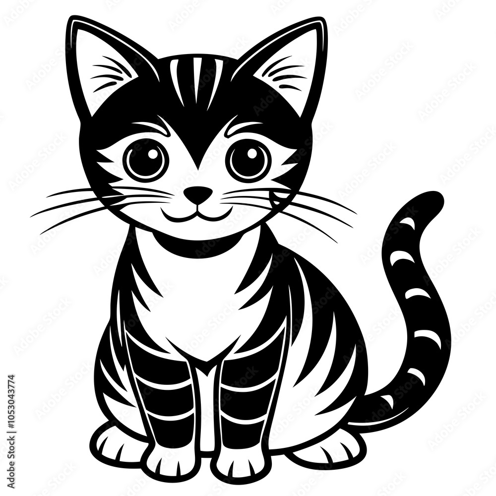 Fototapeta premium simple cute cat silhouette vector on a white background