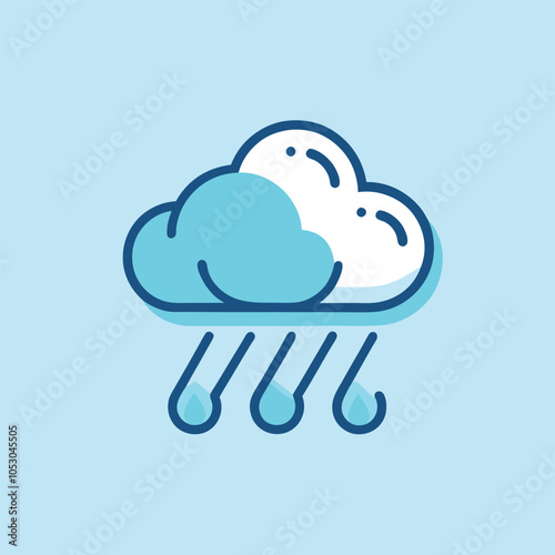 Cute illustration of a cloud with raindrops falling from it, perfect for weather apps or websites.