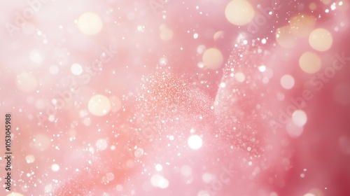 Rose gold bokeh pinkish hue lights sparkling scattered abstract texture background. AI generated