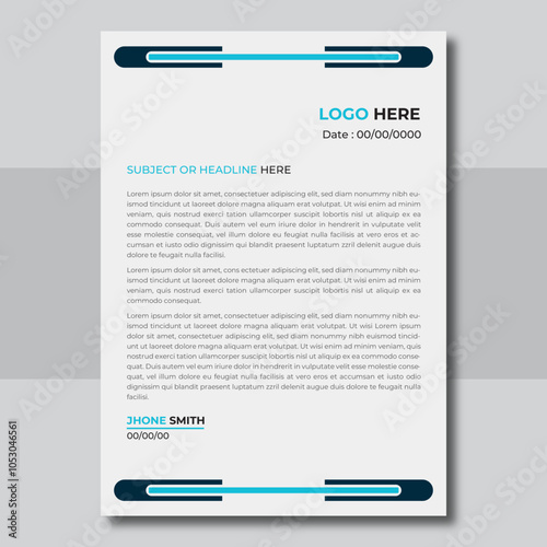Professional letterhead template design for business project.