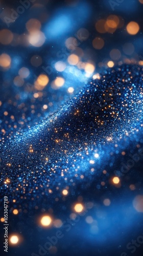 Obraz na płótnie Abstract Blue Particle Background with Bokeh Effect w salonie