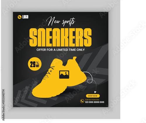 New arrival sport shoes social media post and Instagram post design template.