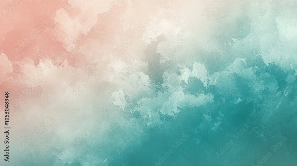 Fototapeta premium Soft teal and blush gradient with a gentle, muted effect