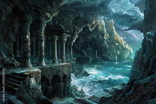 Ancient Ruins at the Edge of a Stormy Sea