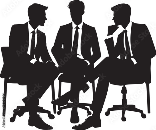 Group of business people talking silhouette vector illustration isolated on a white background