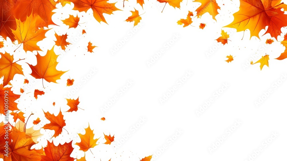 Autumn Leaves Frame White Background   Fall Foliage Border