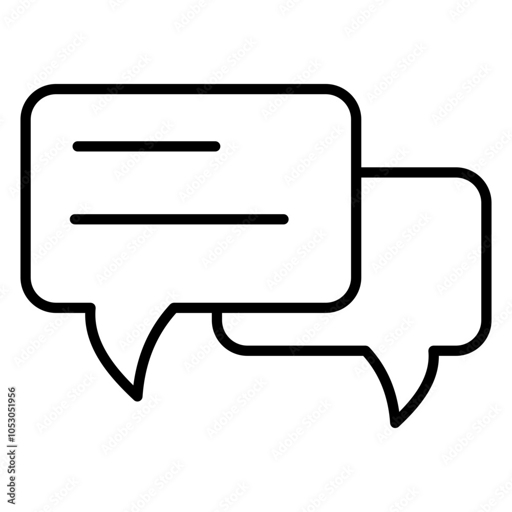 Outline icon of online message. This simple black and white graphic symbolizes communication, conversation, messaging, and social interaction. Outline icon of online message. This simple black and white graphic symbolizes communication, conversation, messaging, and social interaction.