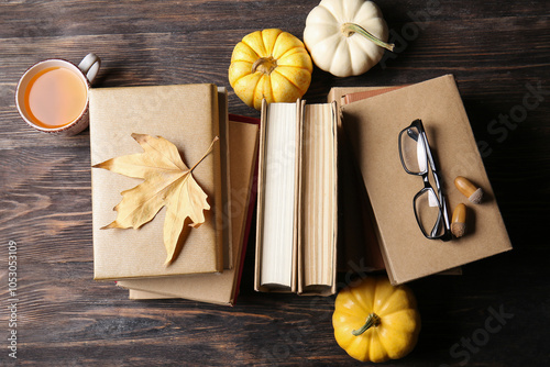 Autumn Books and Pumpkins S...