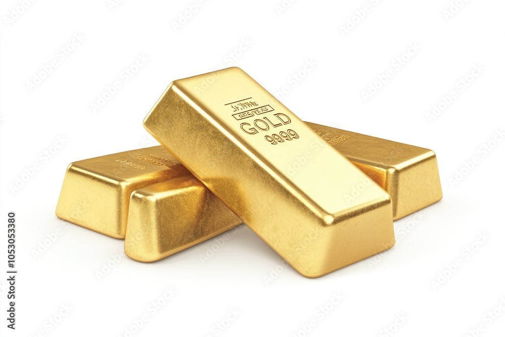 Several gold bars of different weight isolated on a white background. Several gold bars of different weight isolated on a white background.
