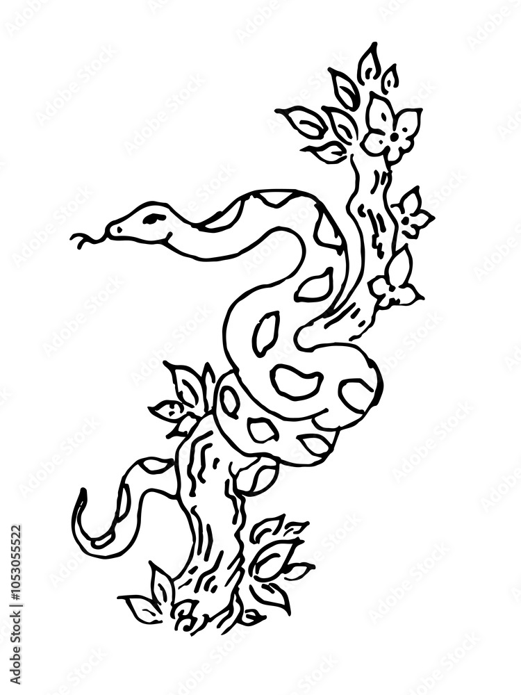 Hand Drawn Snake Outline Vector Element Hand Drawn Snake Outline Vector Element