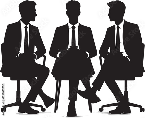 Group of business people talking silhouette vector illustration isolated on a white background