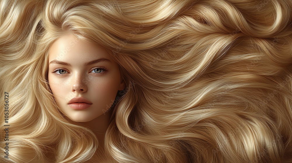 Beautiful woman with long, flowing blonde hair against a soft background. Beautiful woman with long, flowing blonde hair against a soft background.