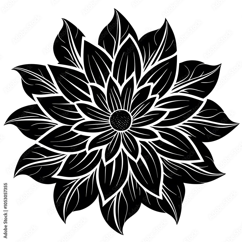 © RM Graphic Designer - black and white flower isolated
