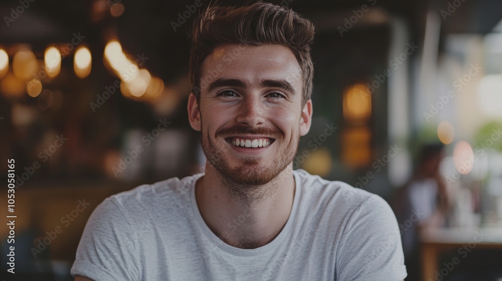 Fototapeta premium Happy motivated millennial man