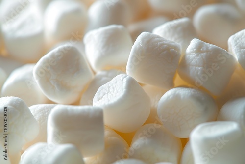 White marshmallows on a white background.