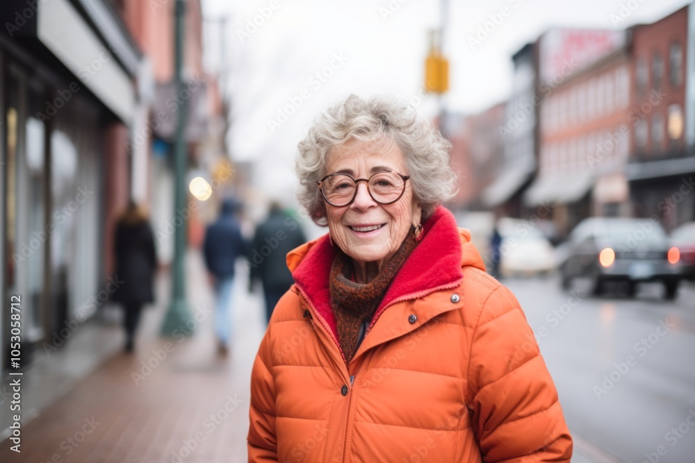 Portrait of senior woman walking in the city street. Looking at camera. Portrait of senior woman walking in the city street. Looking at camera.
