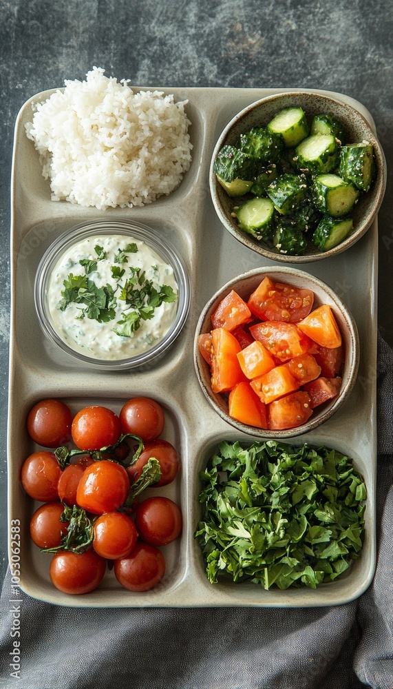 Minimalist Military Meal Presentation Clean Eating Tray with Fresh Vegetables and Rice - Perfect for Wellness and Holiday Celebrations like Passover and Ramadan Minimalist Military Meal Presentation Clean Eating Tray with Fresh Vegetables and Rice - Perfect for Wellness and Holiday Celebrations like Passover and Ramadan