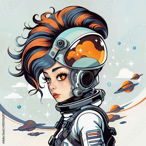 Punk astronaut girl. vector. ipg photo