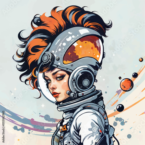 Punk astronaut girl. vector 