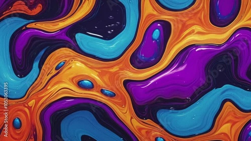 Colourful abstract paint liquid. It is full of different colours and has a smooth movement.
