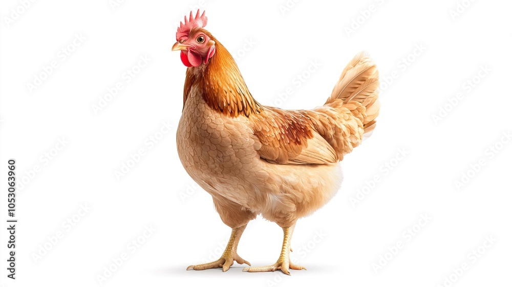 Fototapeta premium The brown chicken stands upright
