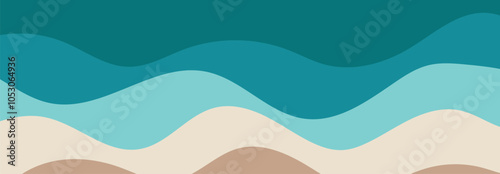 Sea waves layer vector background illustration. Sea beach vector illustration.