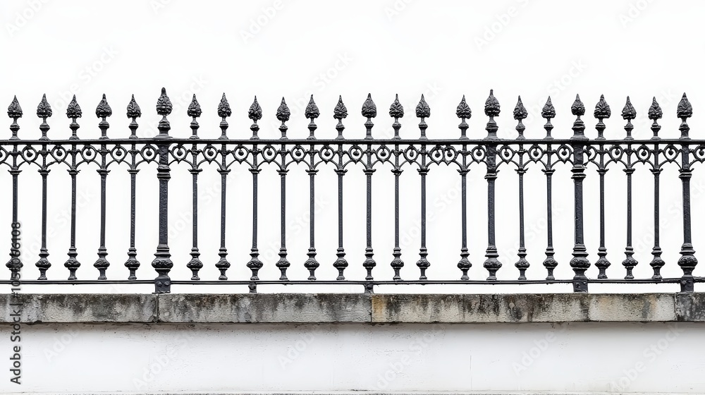 Black iron fence with ornate details Black iron fence with ornate details