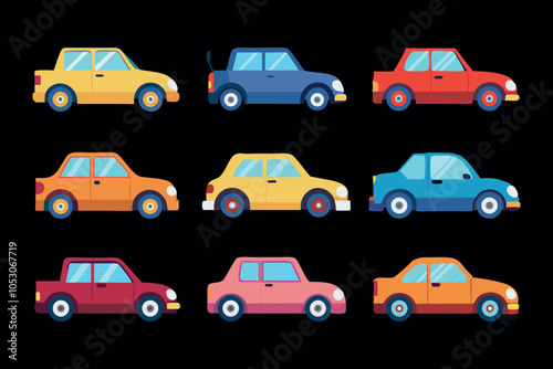 A set of simple and clean car silhouettes, perfect for websites, apps, or infographics related to transportation, vehicles, or automotive industry.