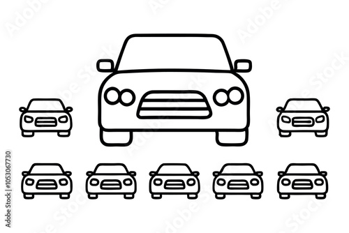 A set of simple and easily customizable car clipart, suitable for a variety of design projects. Can be used as logos, icons, or graphic elements.