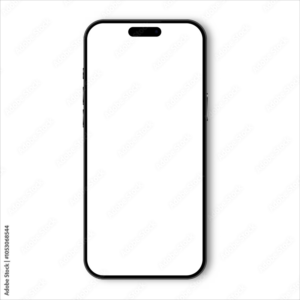 Modern smartphone vector illustration, mobile phone mockup template, blank screen technology icon, smart device for design on white blank screen Modern smartphone vector illustration, mobile phone mockup template, blank screen technology icon, smart device for design on white blank screen