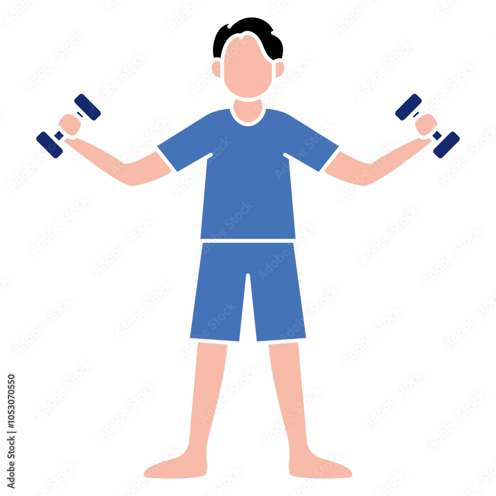 illustration of a man holding a dumbbell illustration of a man holding a dumbbell