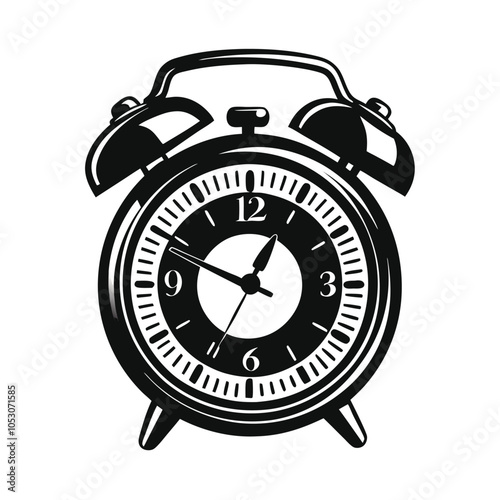 Alarm Clock silhouette vector illustration.