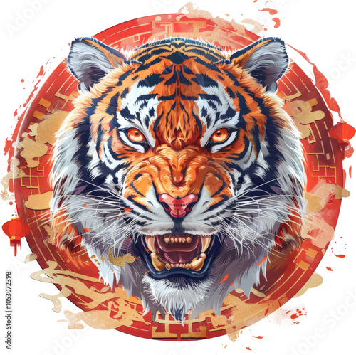 Fierce tiger with red eyes photo