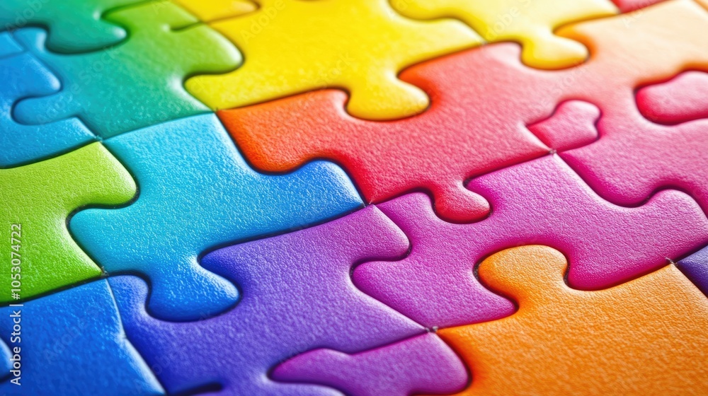 Colorful Puzzle Pieces on Vibrant Background