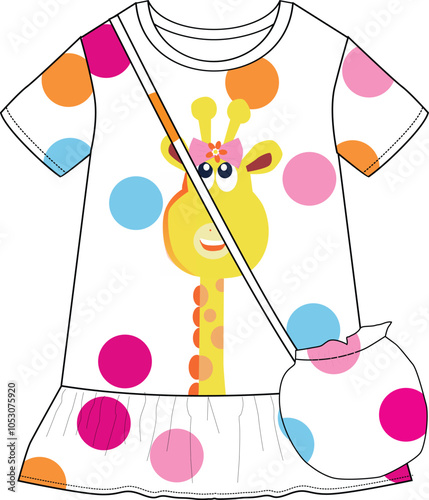 baby frocks giraffe animals print vector design.eps