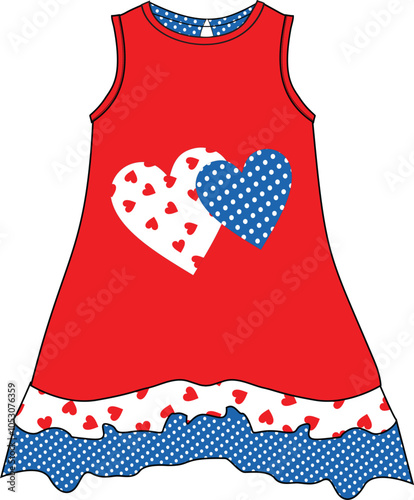 baby frocks love heart print vector design