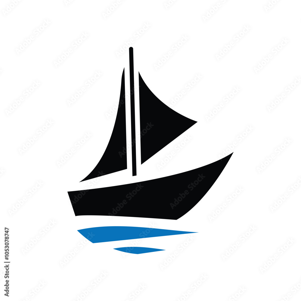 Sailing boat icon logo design template isolated illustration