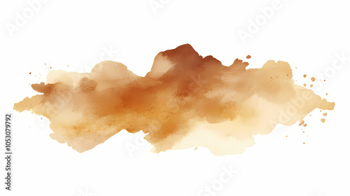 Watercolor brown stain, white background, generative ai. Gradient Overlay. Illustration photo