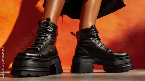 Stylish Black Chunky Boots for Fashion Lovers photo